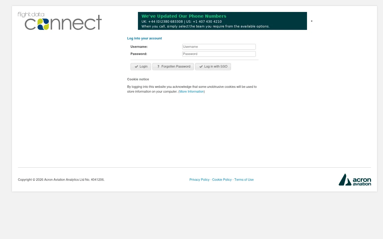 Screenshot of polaris.flightdataservices.com