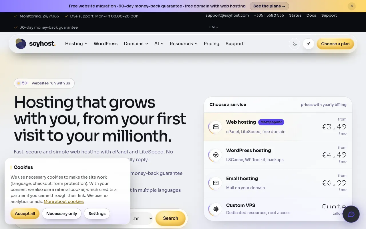 Screenshot of scyhost.com