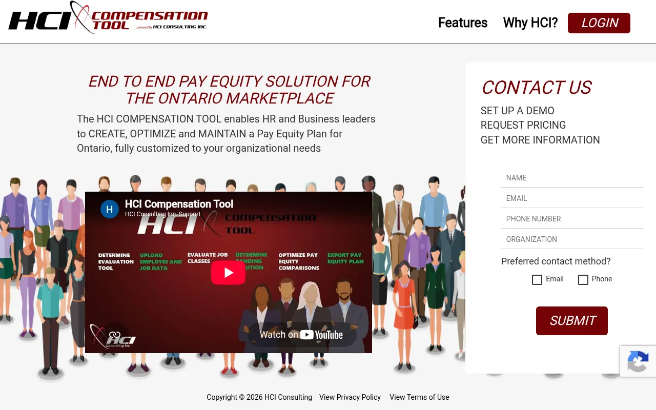 Screenshot of hcicompensationtool.com