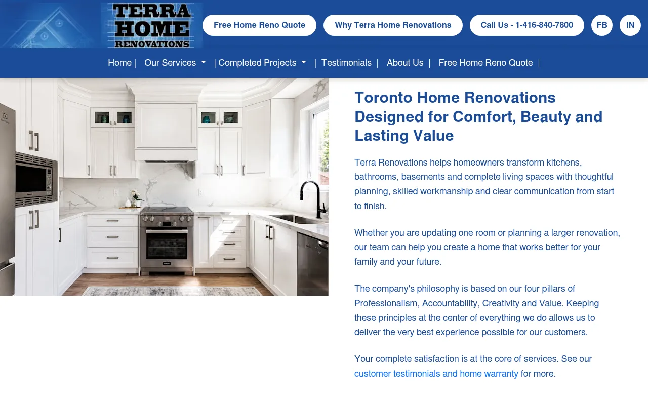 Screenshot of terrarenovations.ca