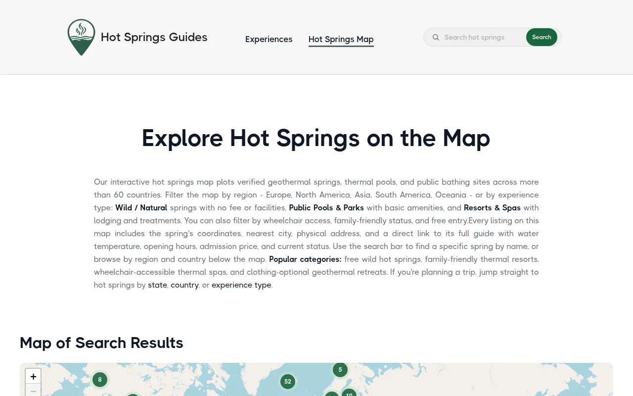 Screenshot of hotspringsguides.com