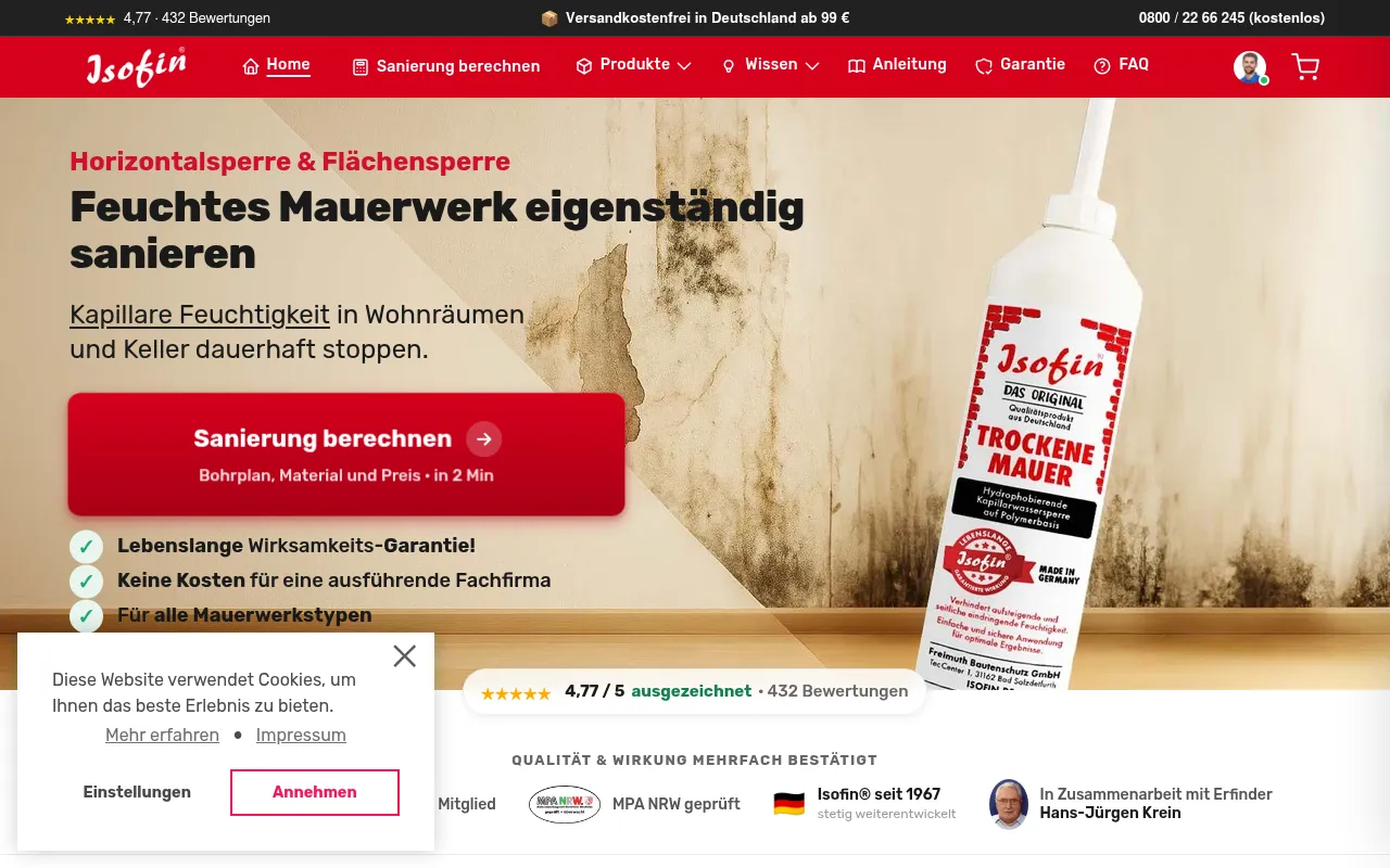 Screenshot of isofin.de