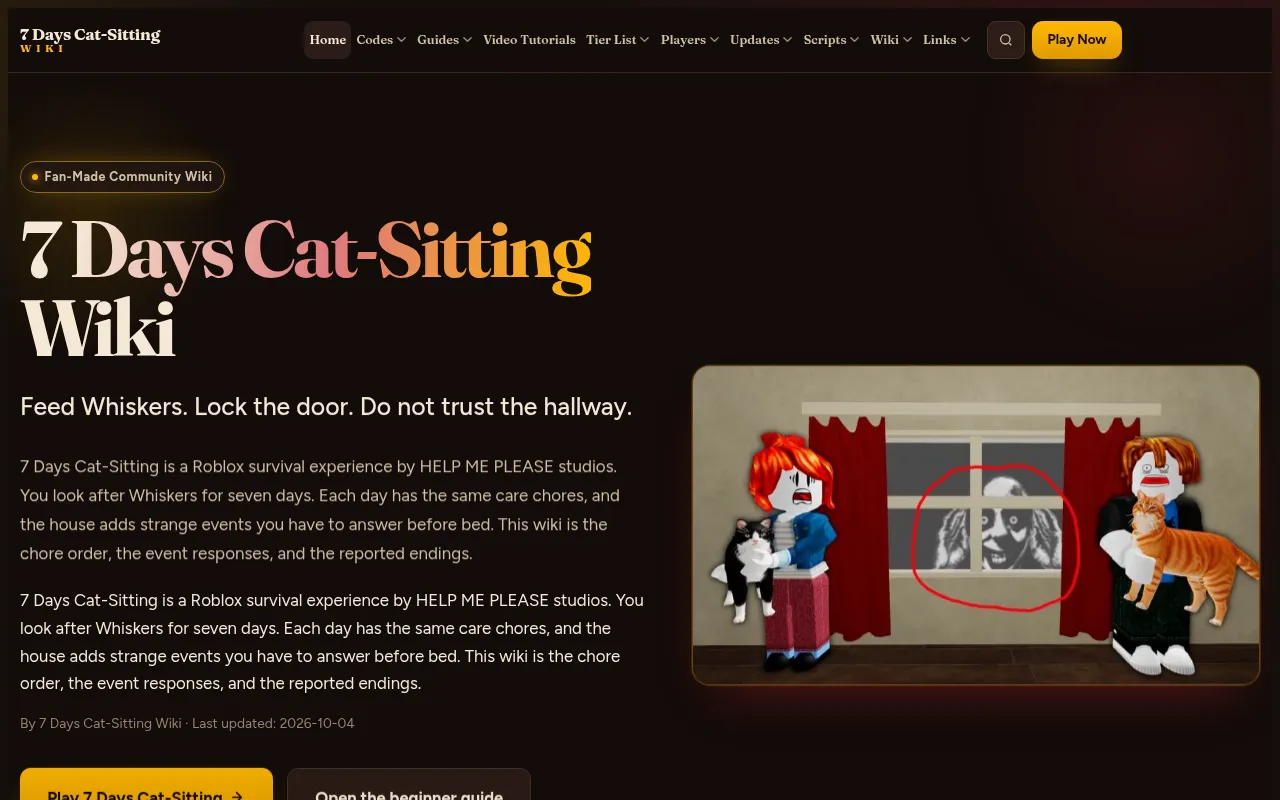 Screenshot of 7dayscatsitting-wiki.wiki