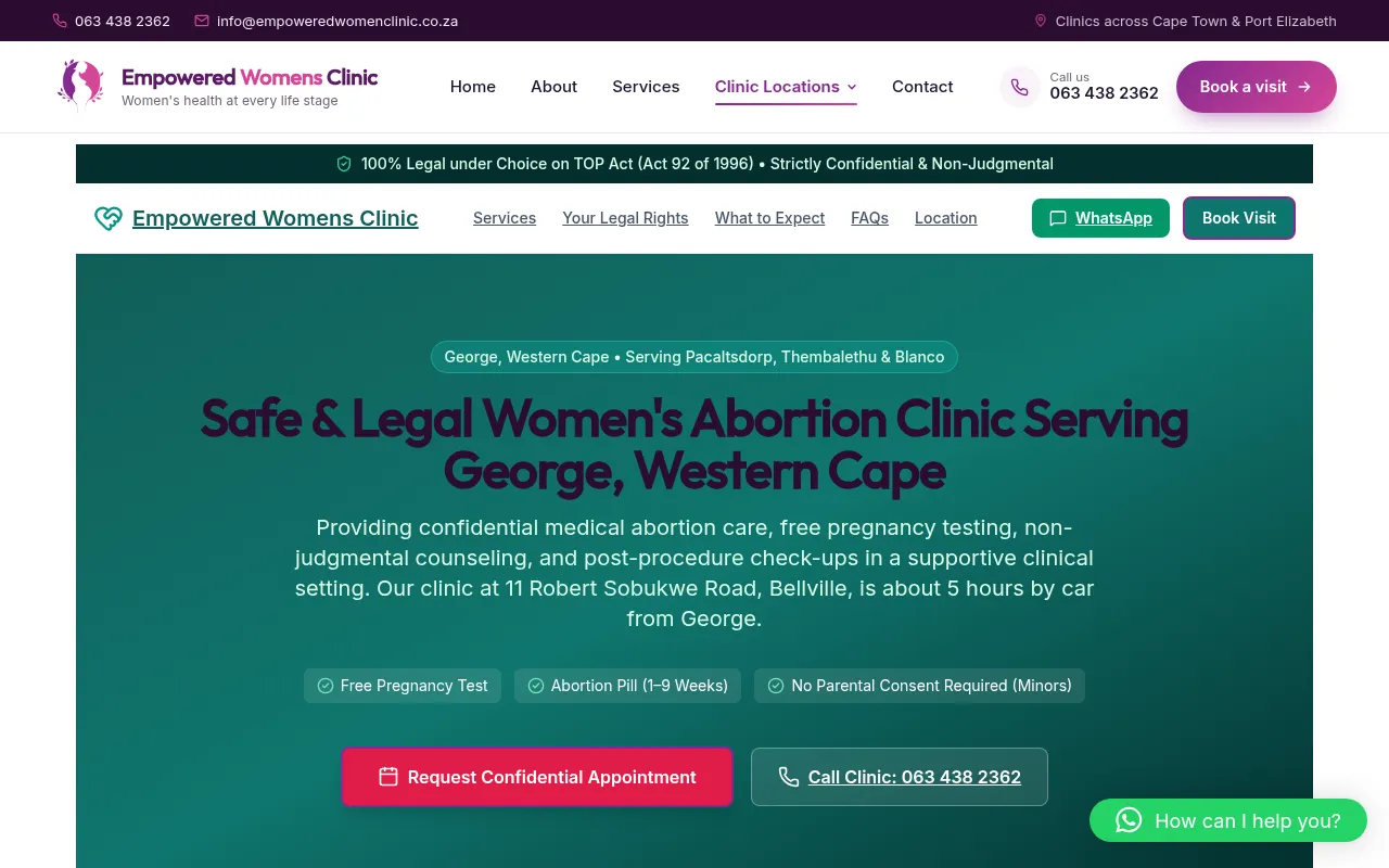 Screenshot of empoweredwomenclinic.co.za
