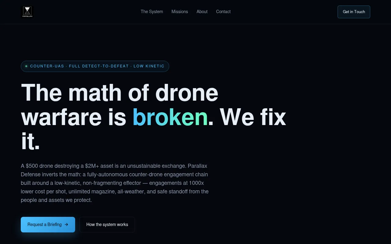 Screenshot of parallaxdefense.us