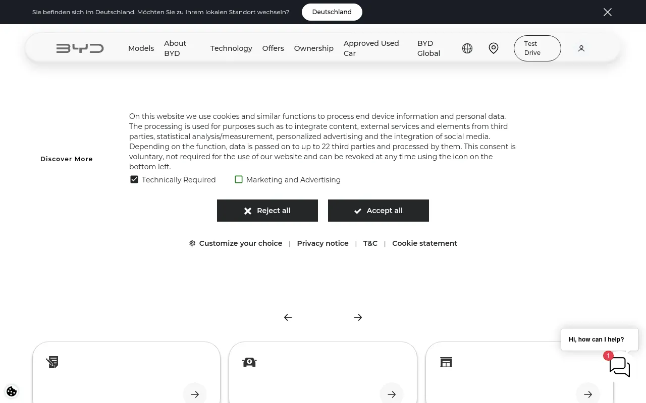 Screenshot of byd.com