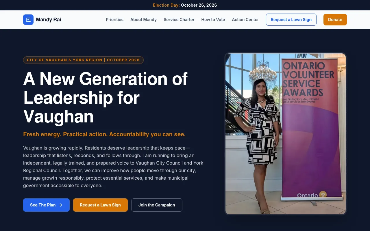 Screenshot of votemandyrai.ca