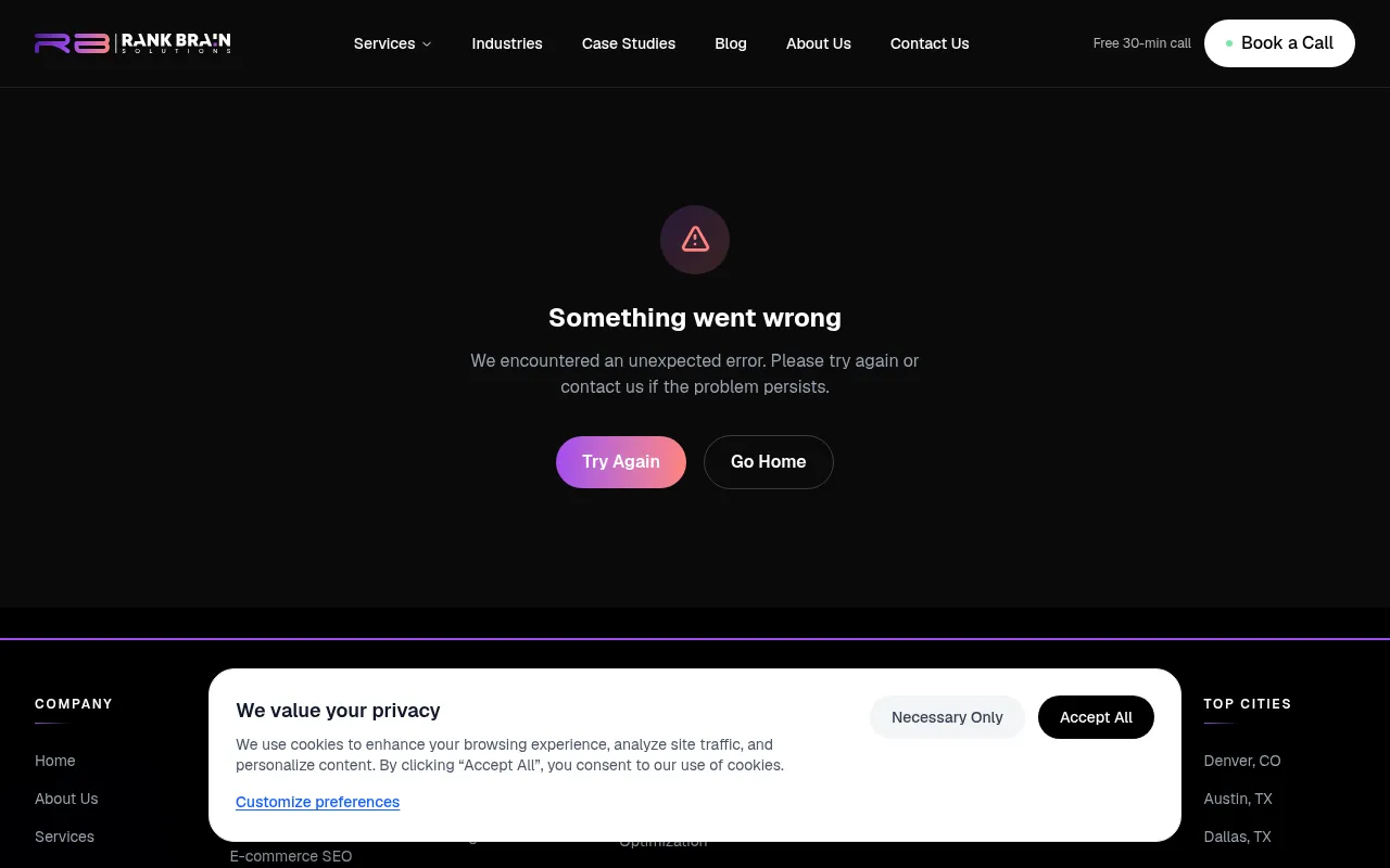 Screenshot of rankbrainsolutions.com