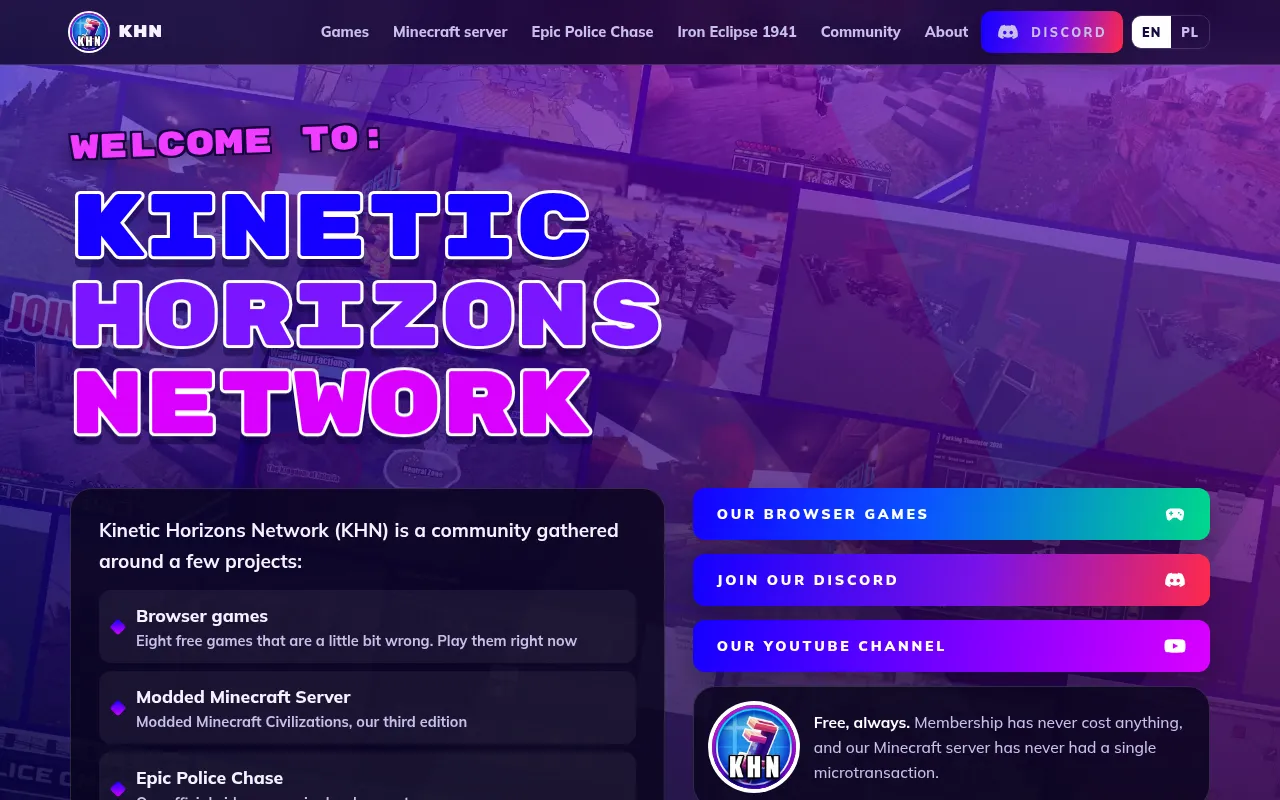Screenshot of kinetic-horizons-network.pages.dev