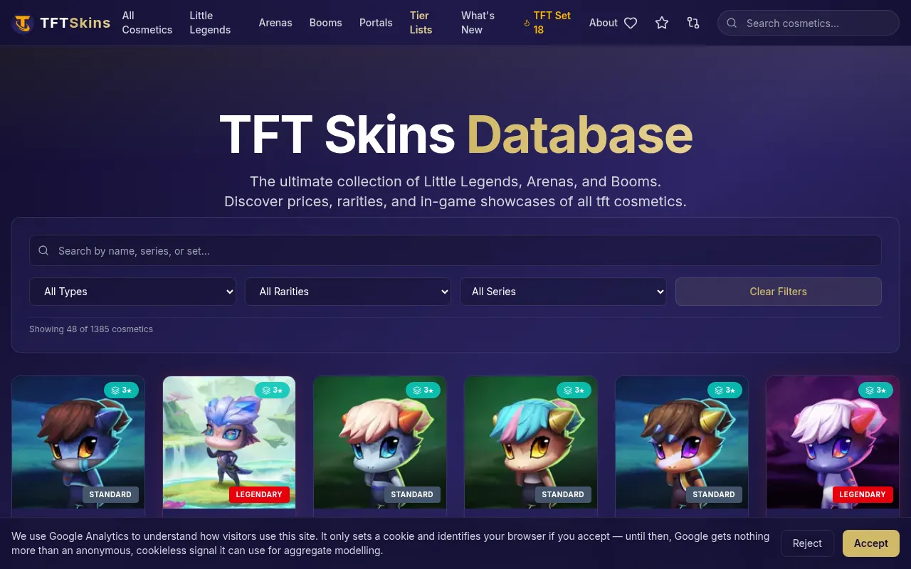 Screenshot of tftskins.com