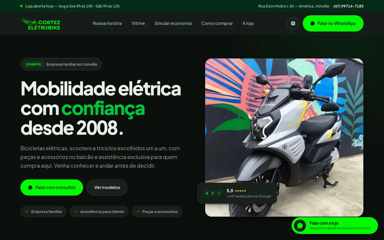 Screenshot of cortezeletrobike.com.br