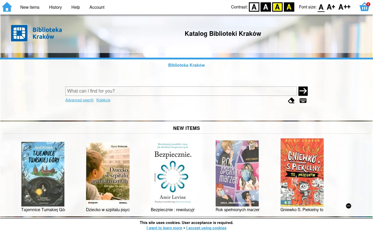 Screenshot of krakow-biblioteka.sowa.pl