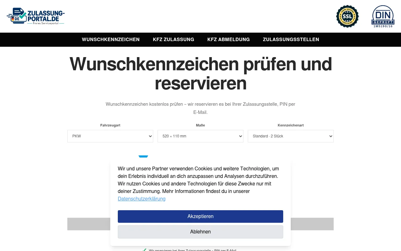 Screenshot of zulassung-portal.de