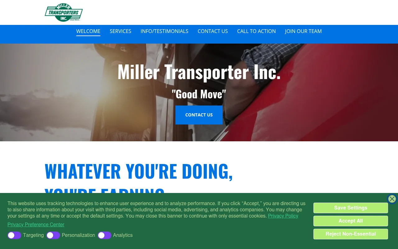Screenshot of millerdriving.com