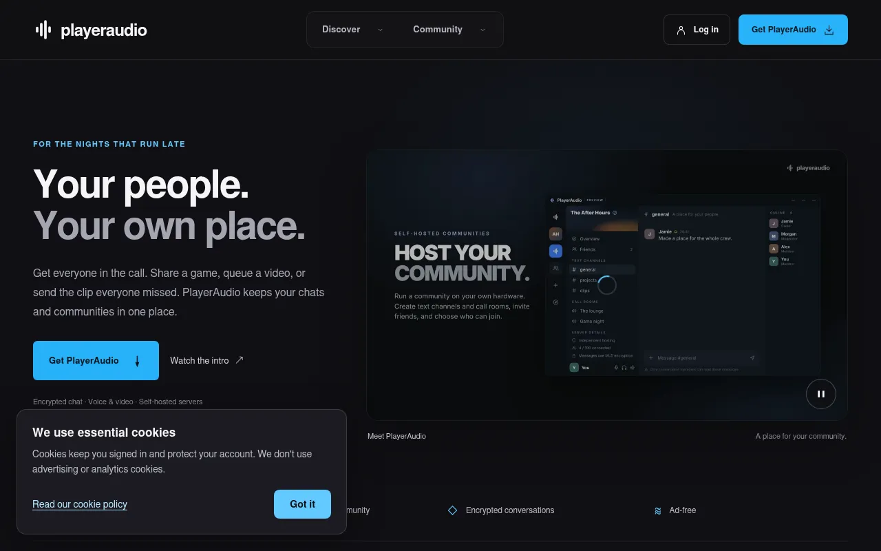 Screenshot of playeraudio.net