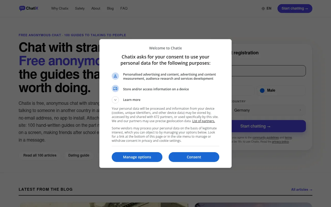 Screenshot of chatix.chat