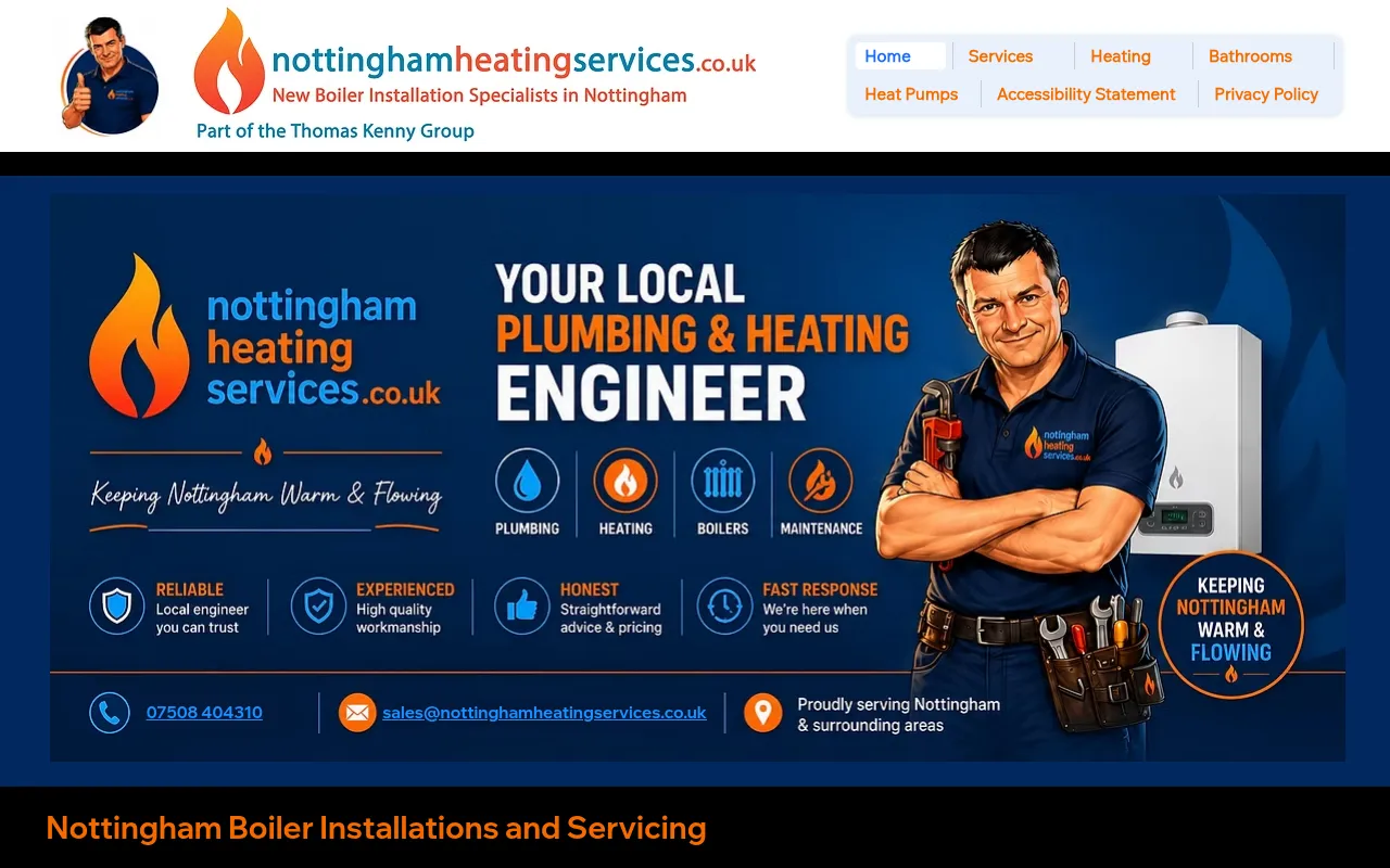 Screenshot of nottinghamheatingservices.co.uk