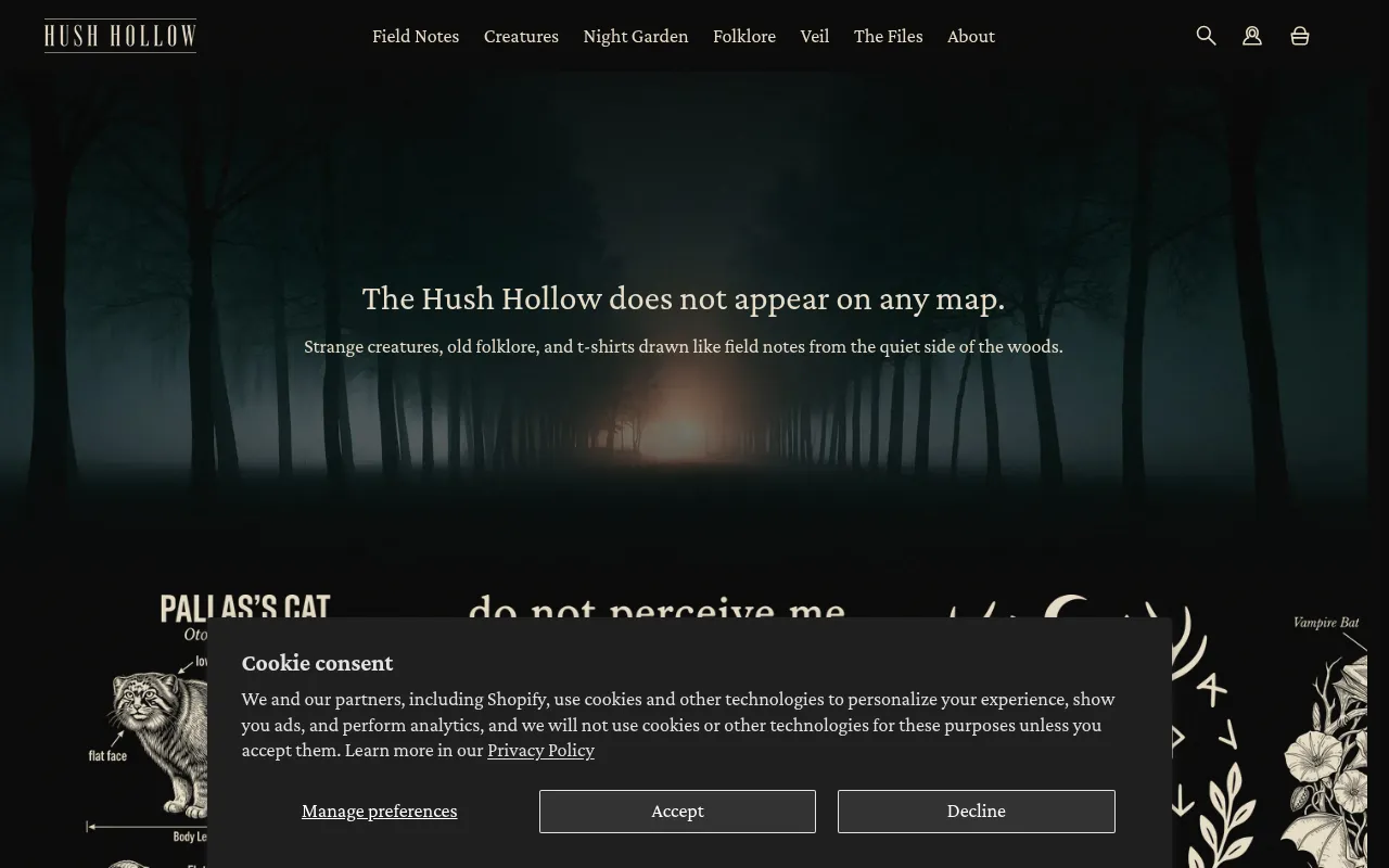Screenshot of thehushhollow.com