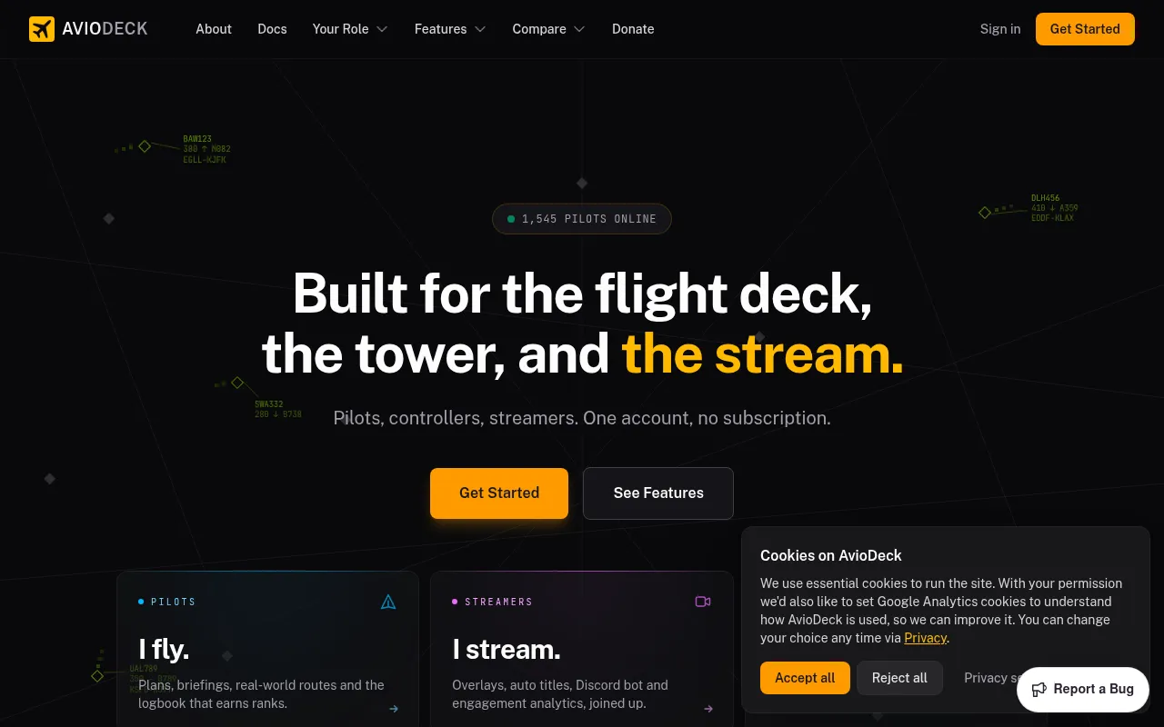 Screenshot of aviodeck.app