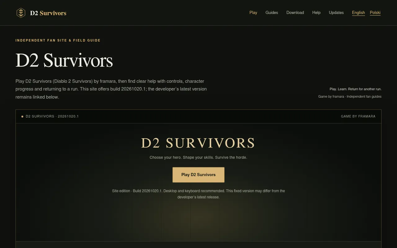 Screenshot of d2survivors.com