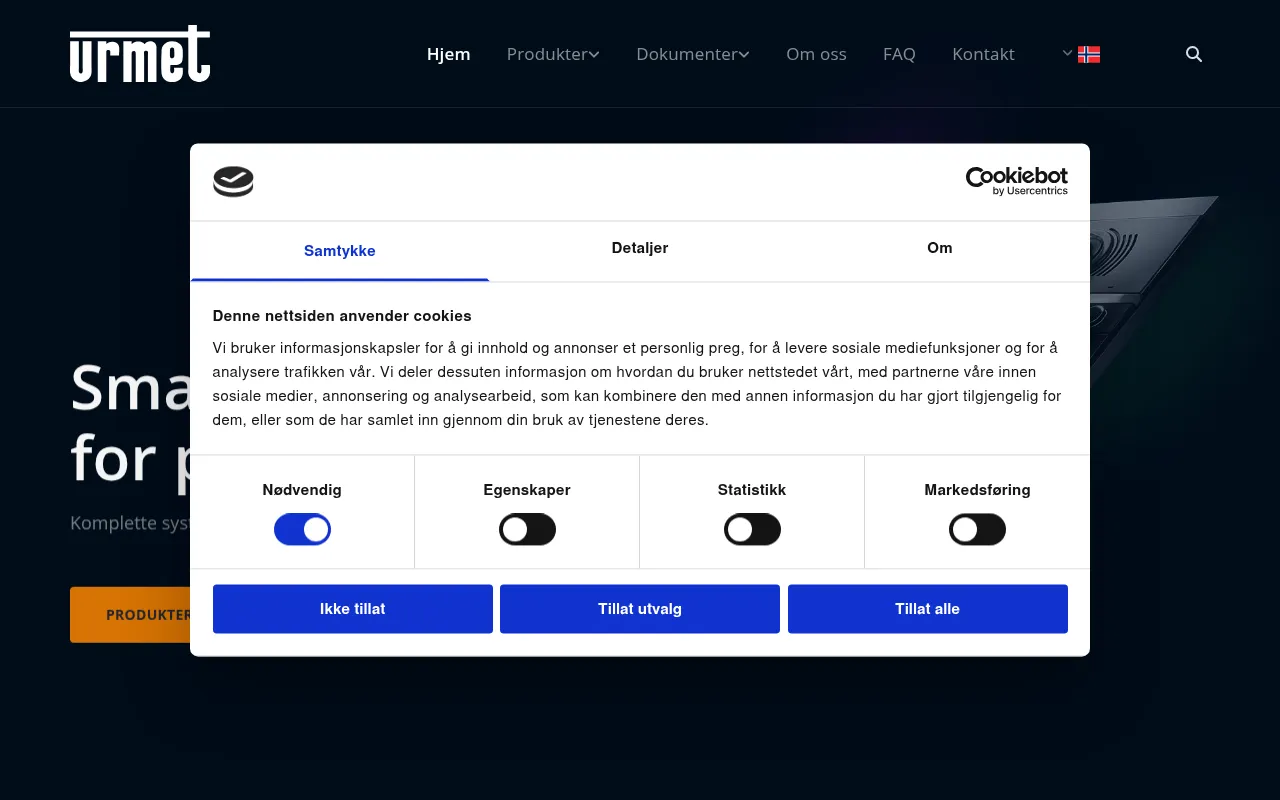 Screenshot of urmet.no