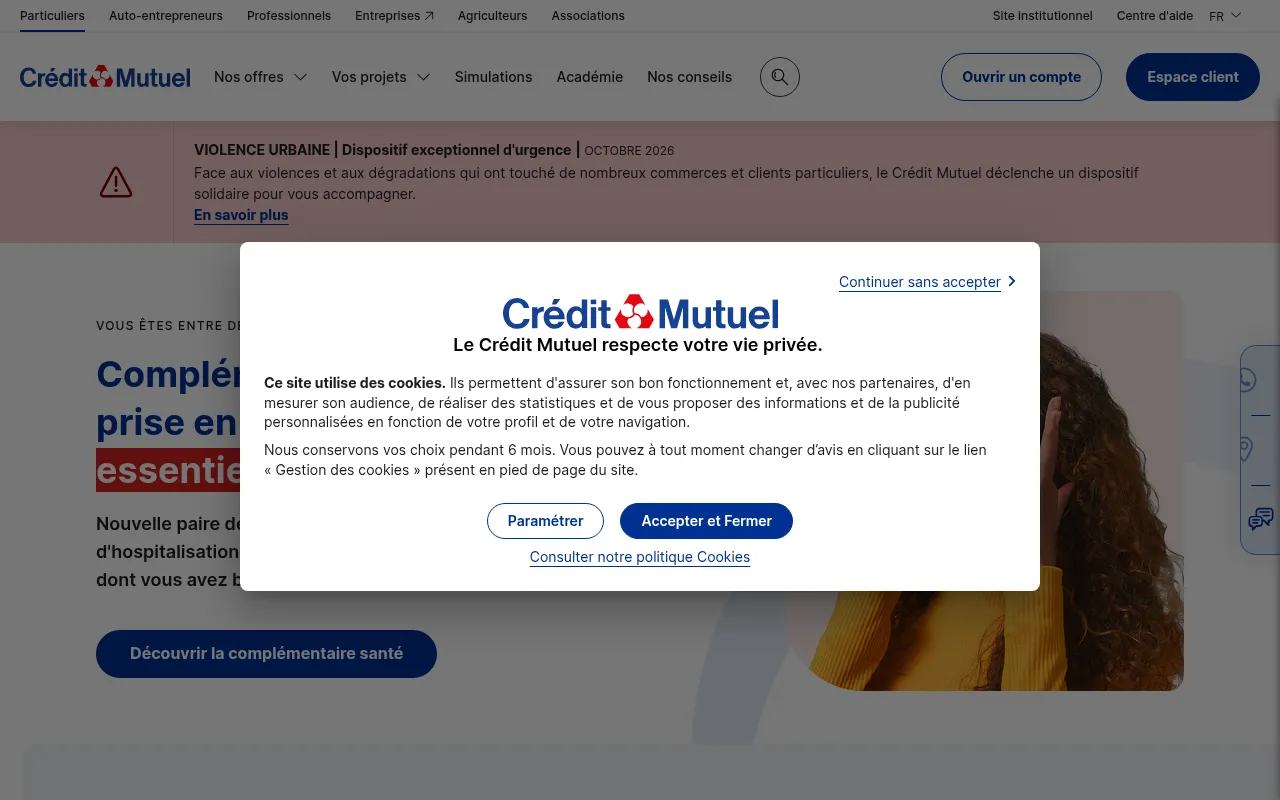 Screenshot of creditmutuel.fr