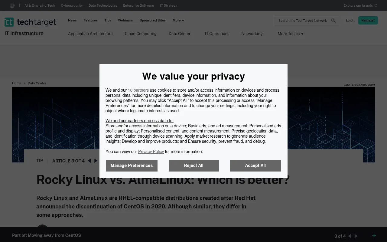 Screenshot of techtarget.com