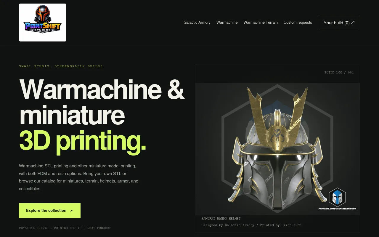 Screenshot of printshiftstudios.com