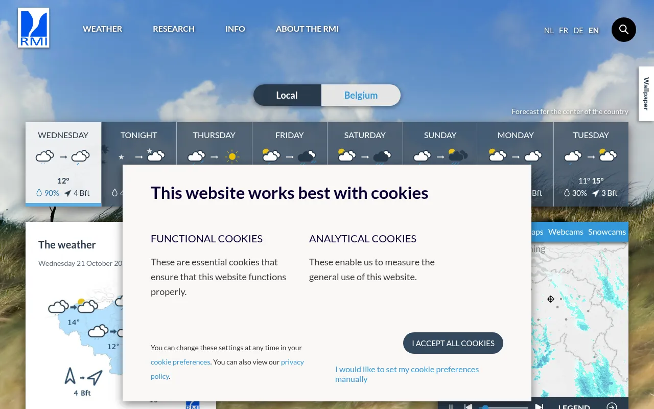 Screenshot of meteo.be