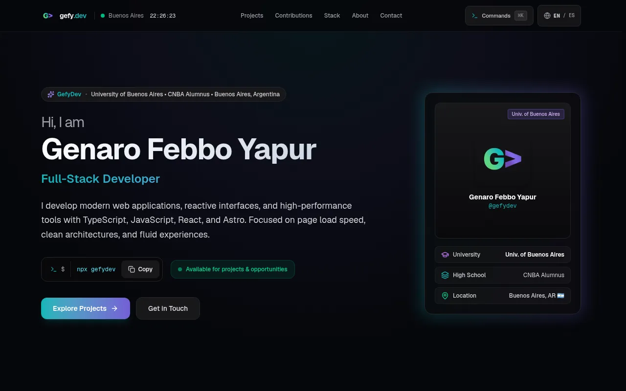 Screenshot of gefy.dev