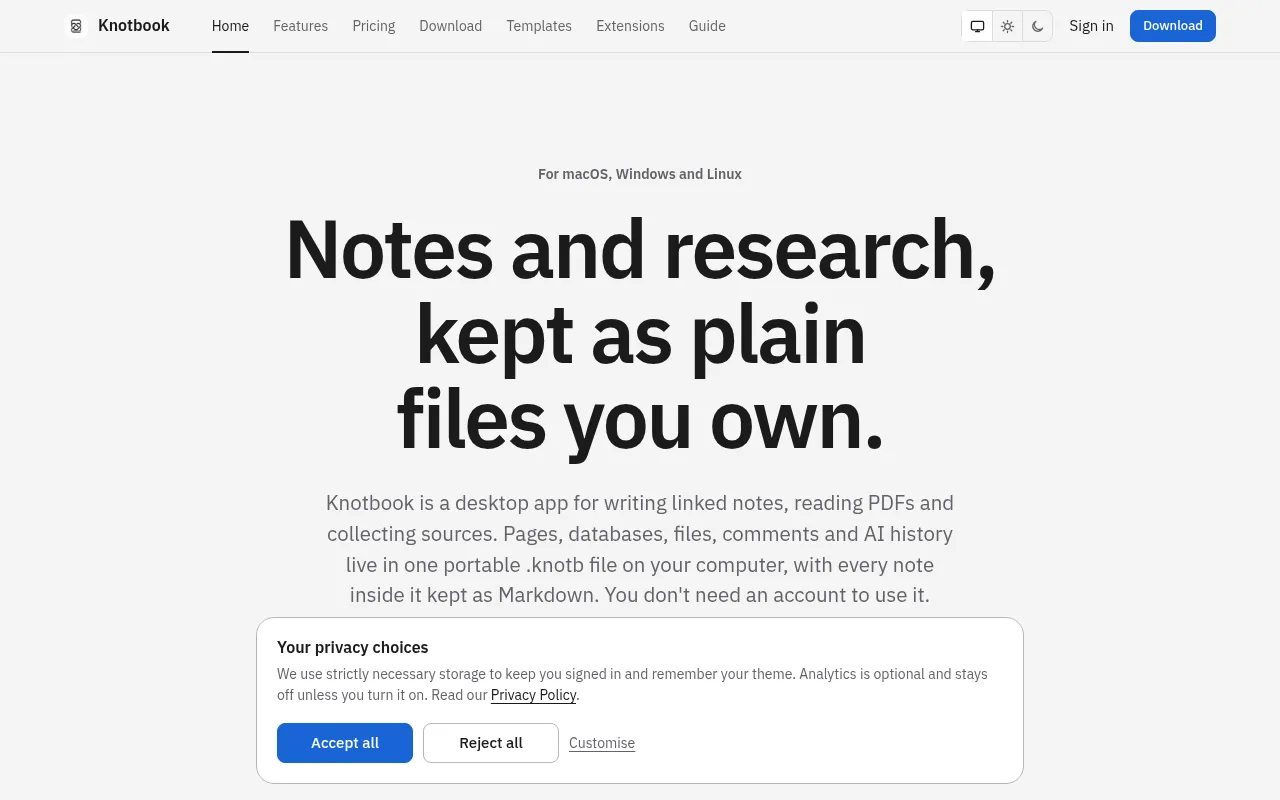 Screenshot of knotbook.app