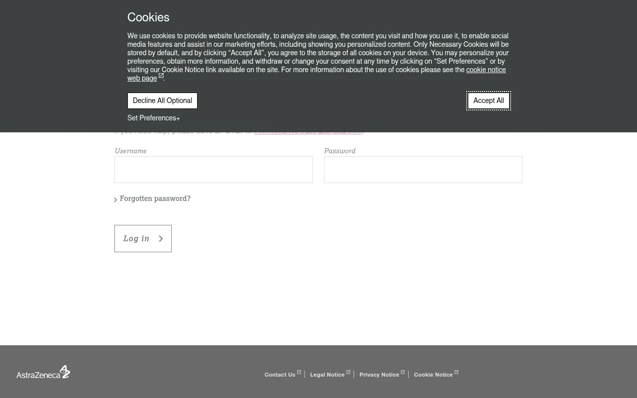 Screenshot of astrazenecaconnect.net