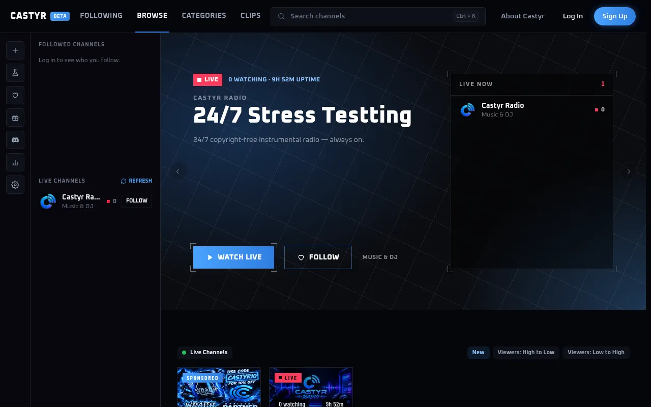 Screenshot of castyr.live