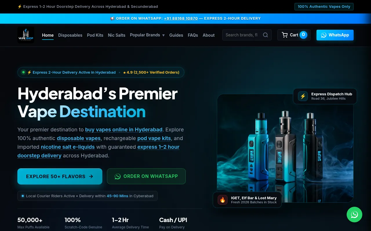 Screenshot of hyderabadvapestore.com