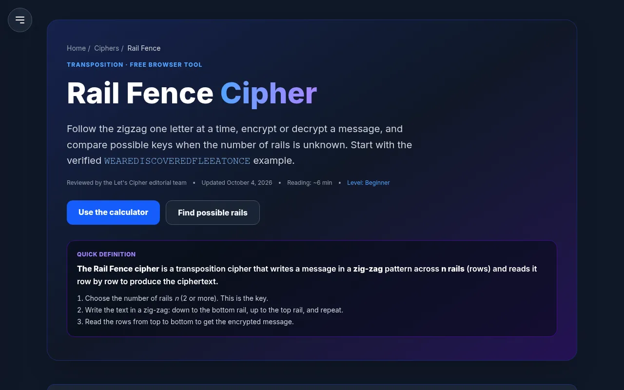 Screenshot of letscipher.com