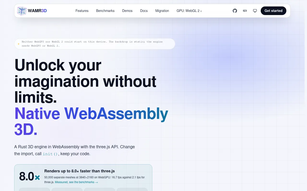 Screenshot of wamr3d.org