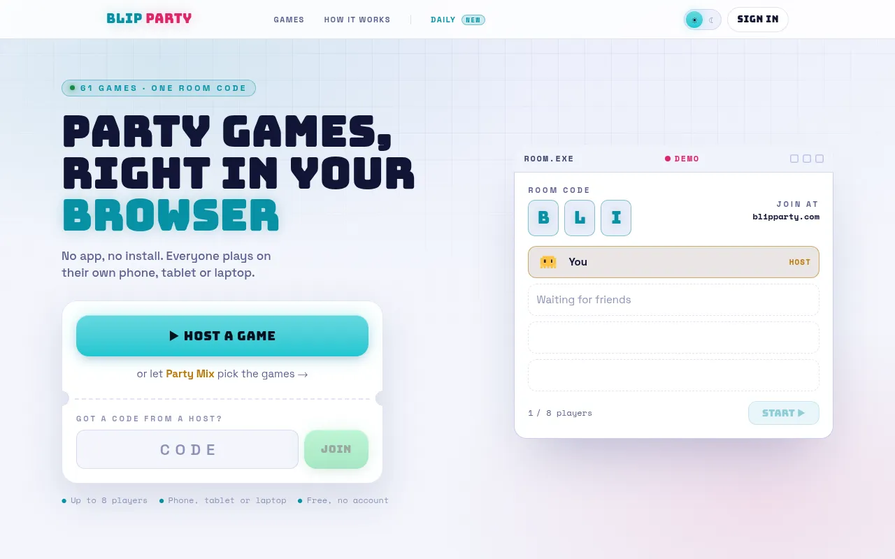Screenshot of blipparty.com