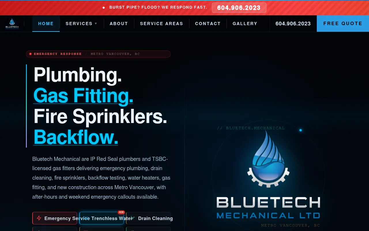Screenshot of bluetechmechanical.ca