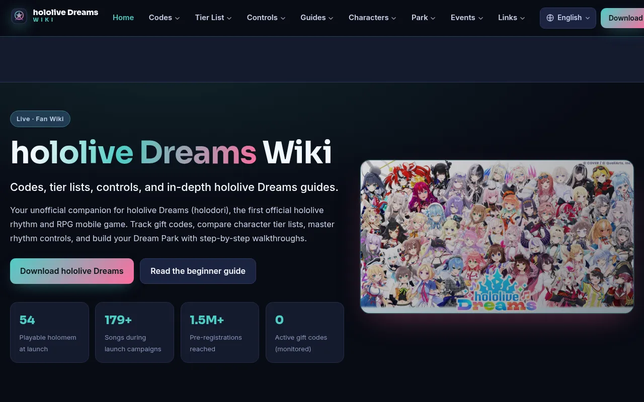 Screenshot of hololivedream.wiki