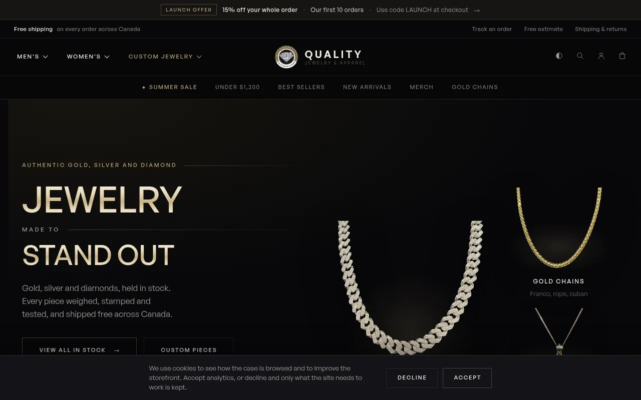 Screenshot of qualityjewelryandapparel.com