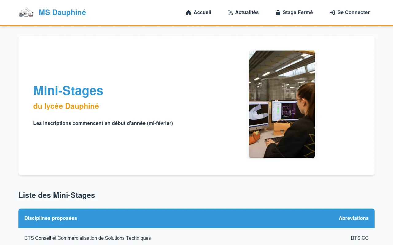 Screenshot of ministage.lycee-dauphine.fr