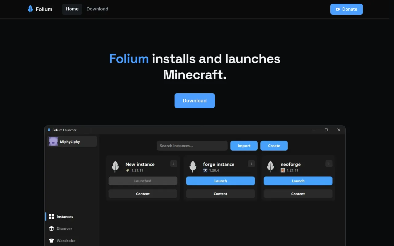 Screenshot of foliumlauncher.com
