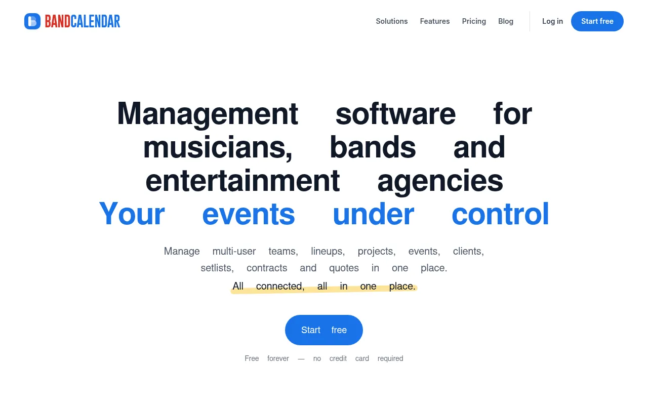 Screenshot of bandcalendar.app