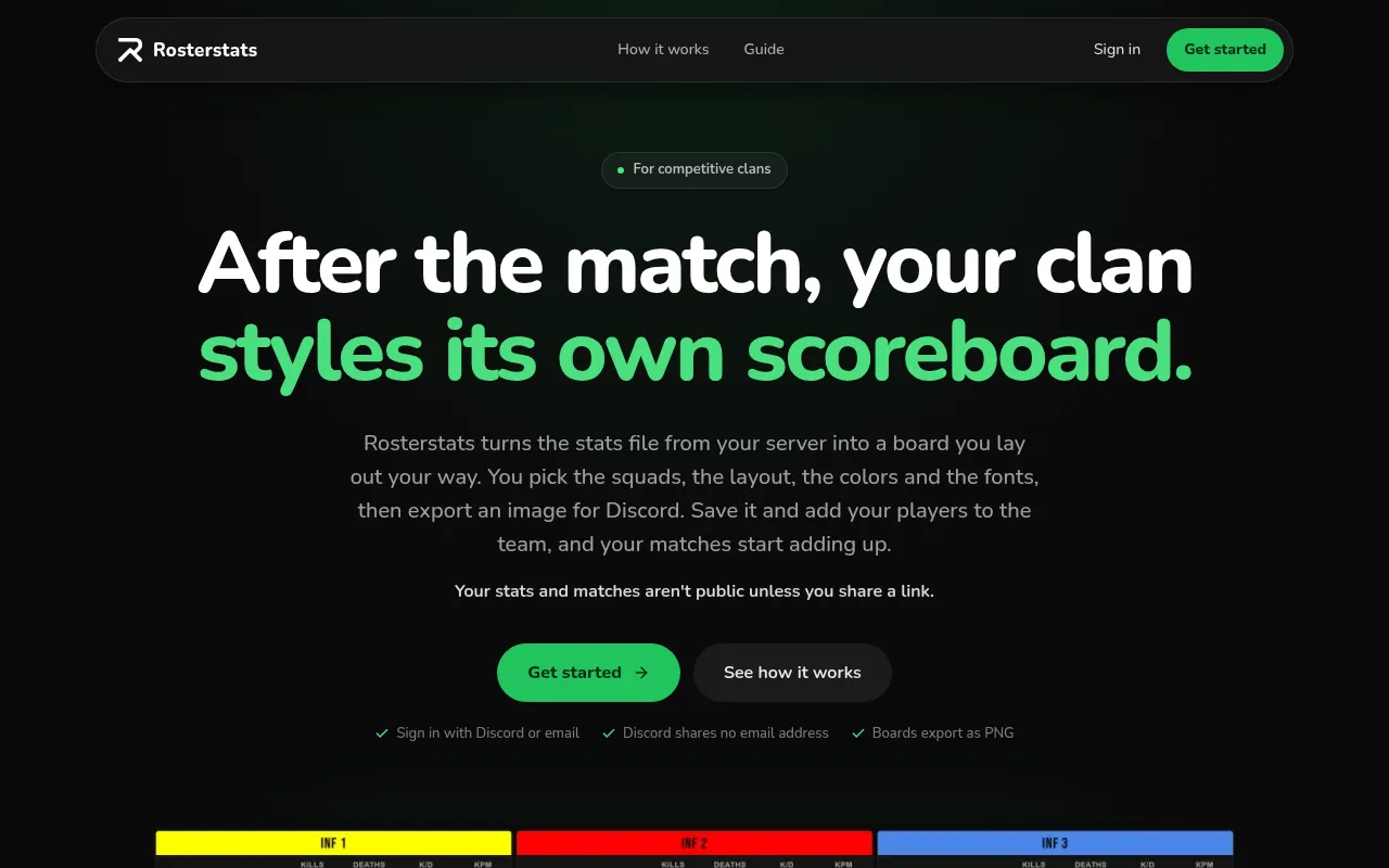 Screenshot of rosterstats.com