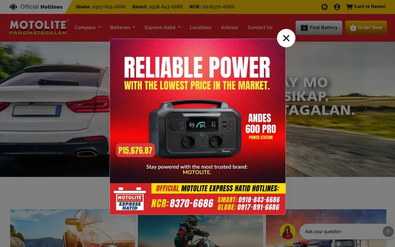 Screenshot of motolite.com