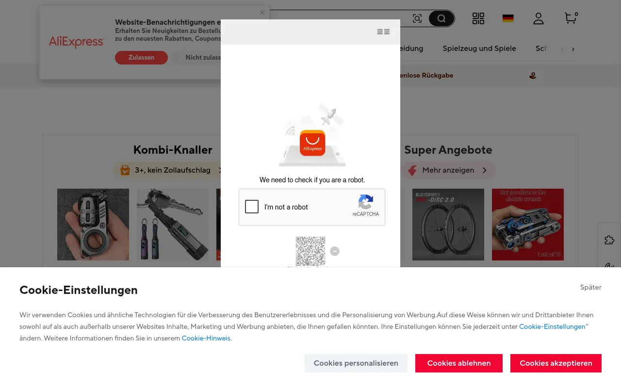Screenshot of de.aliexpress.com