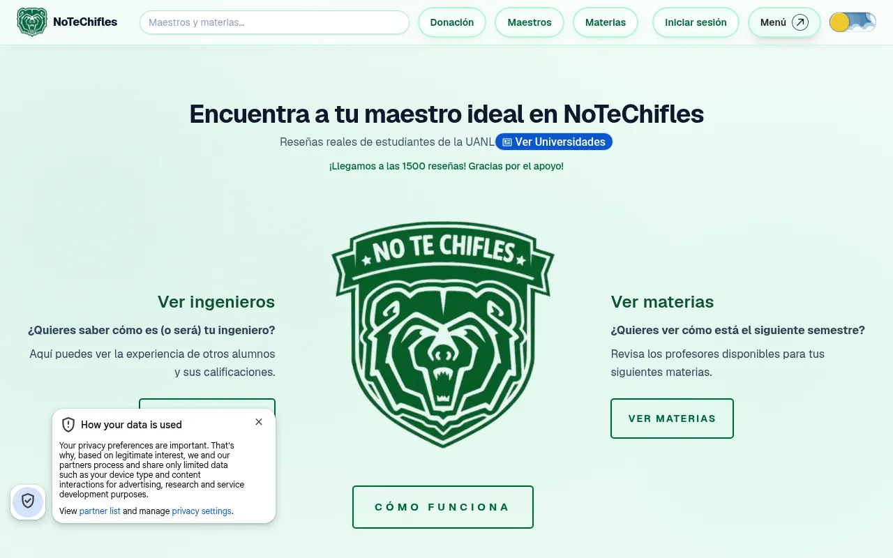 Screenshot of notechifles.app