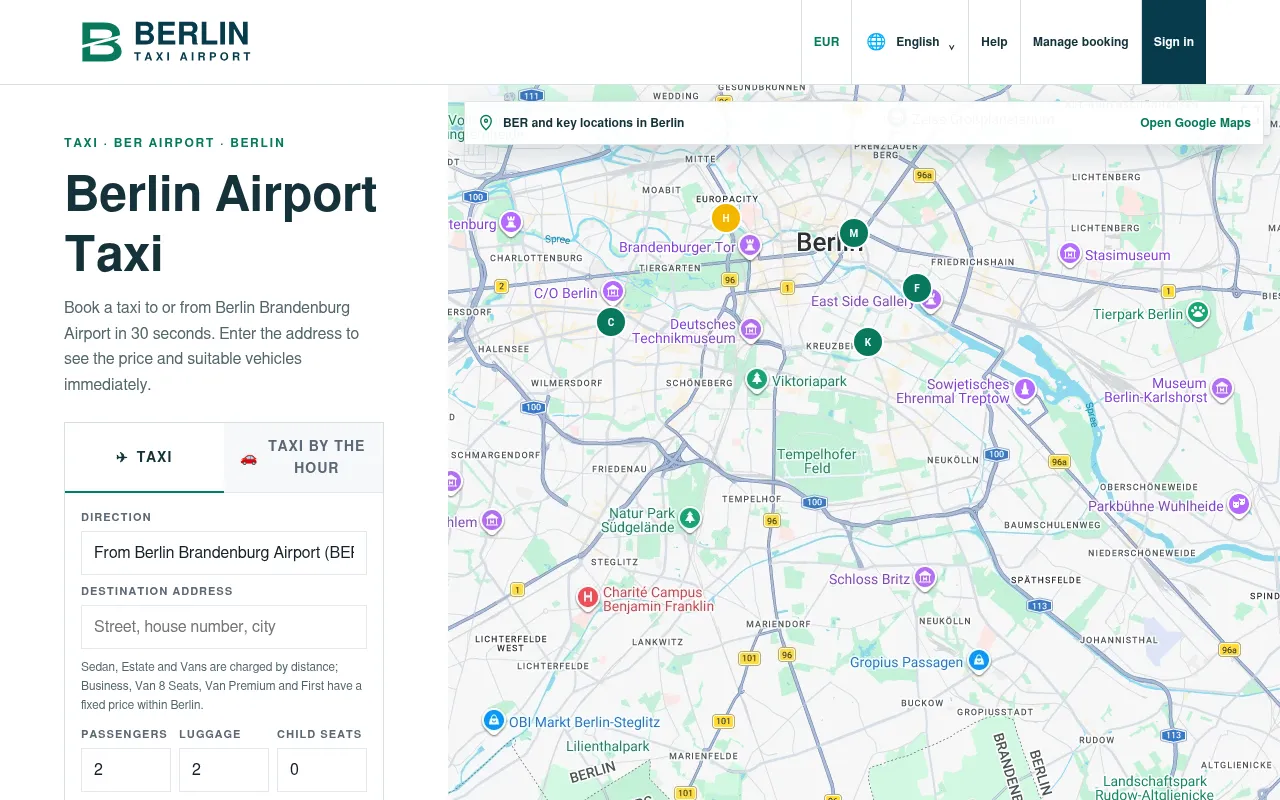 Screenshot of berlintaxiairport.de