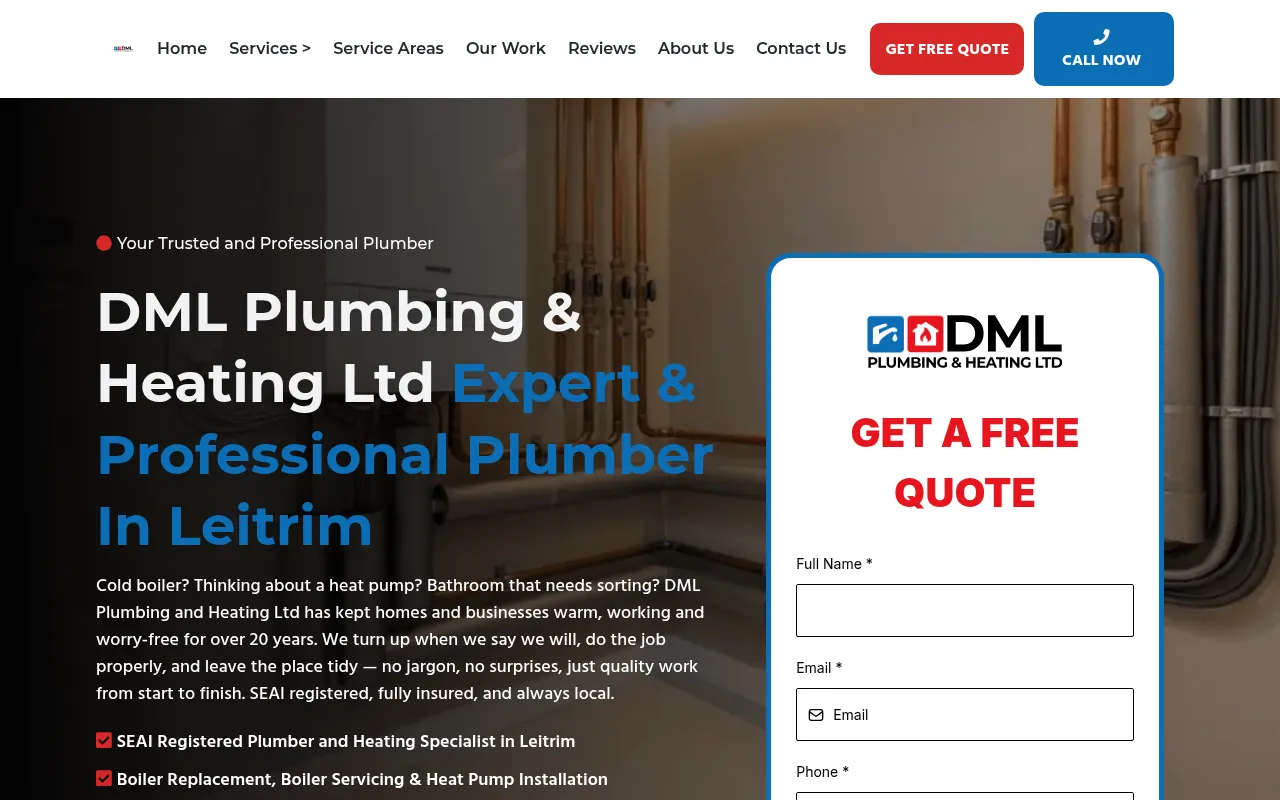 Screenshot of dmlplumbingandheating.ie