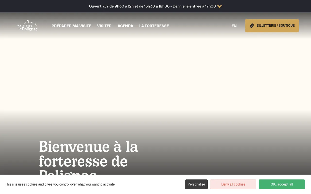 Screenshot of forteressedepolignac.fr